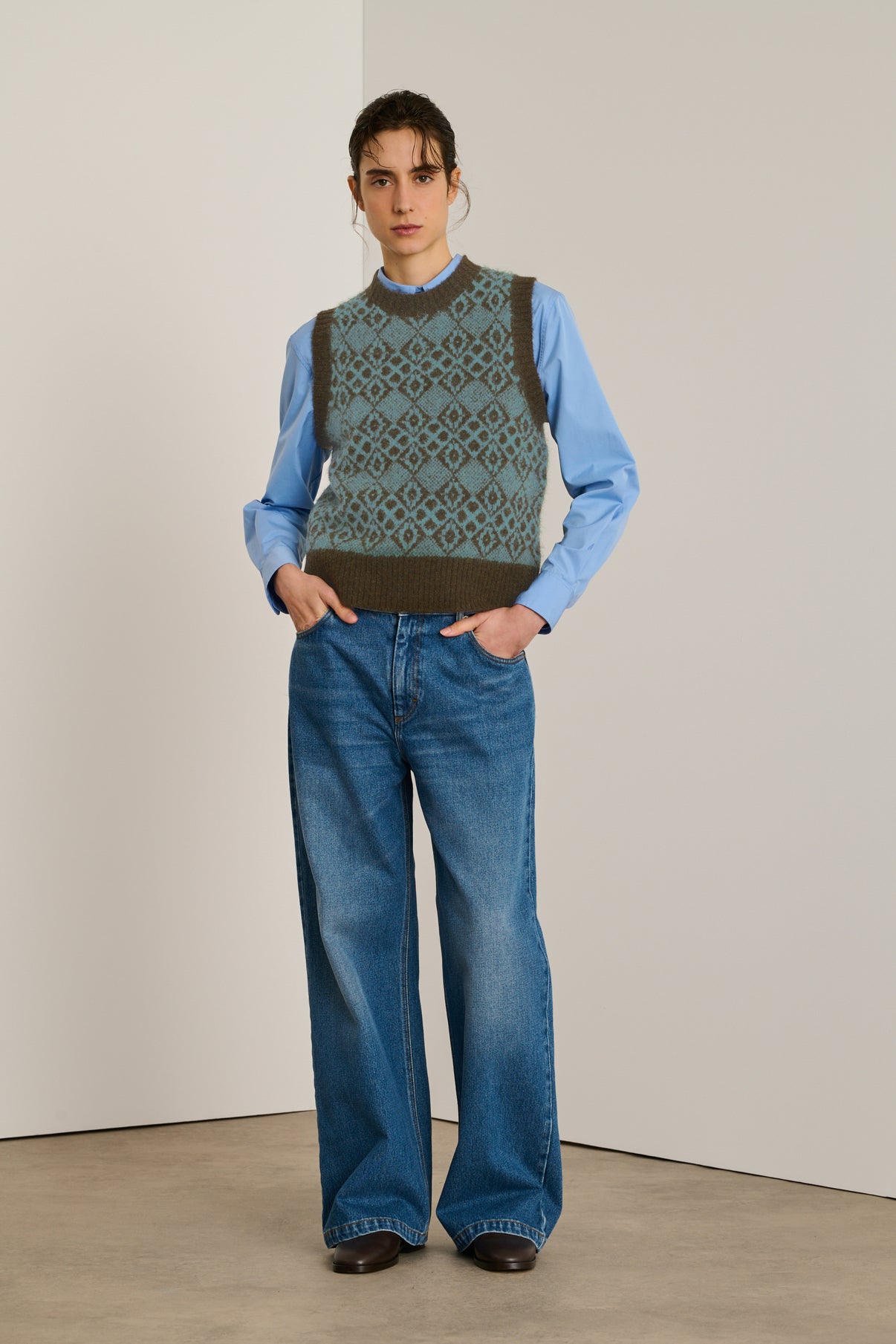 Pull Namaste - Gris/Marron - Laine - Femme vue 1