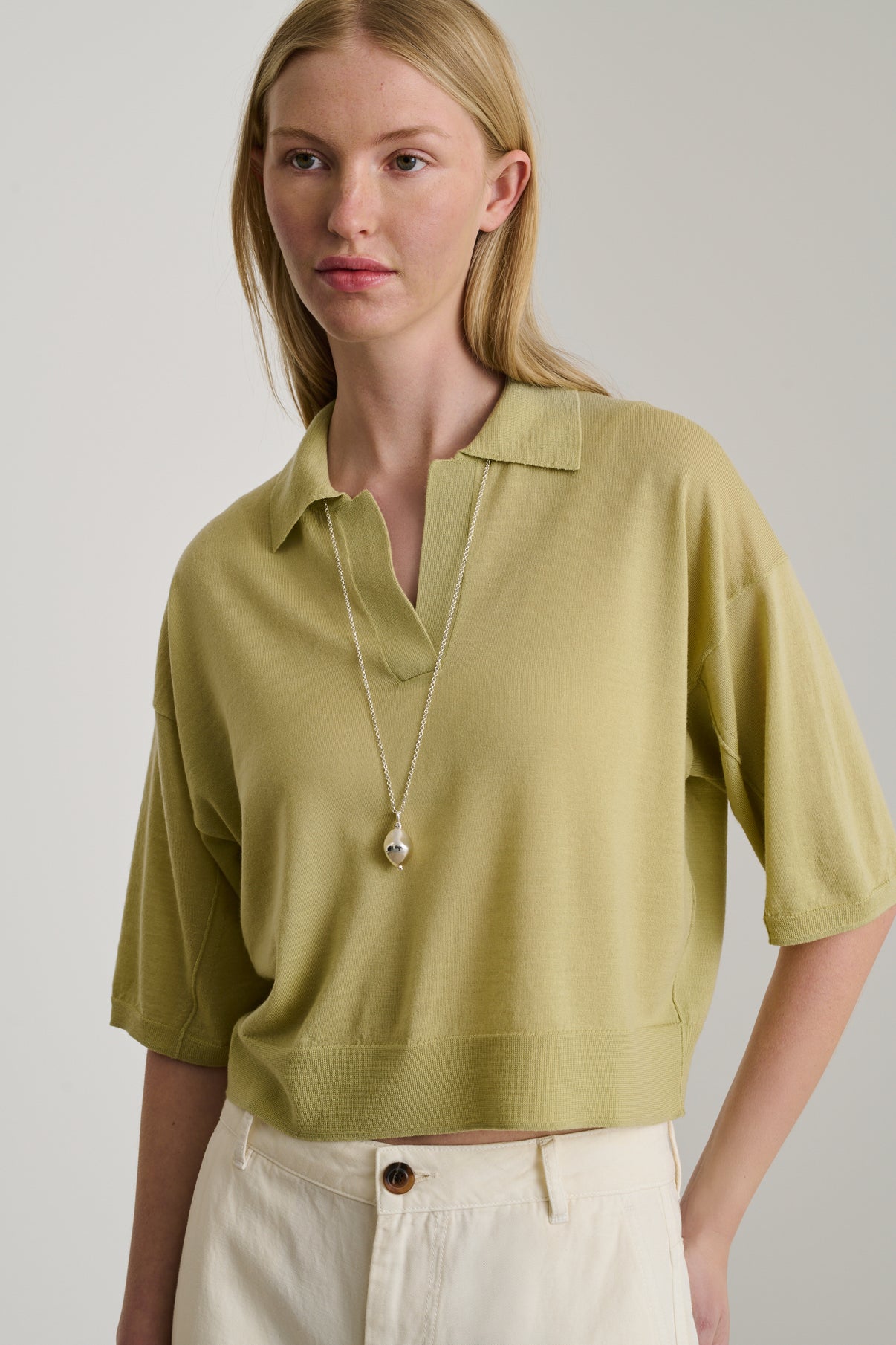 Polo Elton - Sauge - Laine - Femme vue 3